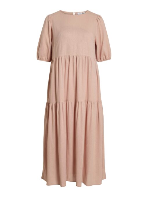Vila Summer Midi Linen Dress Pale Mauve