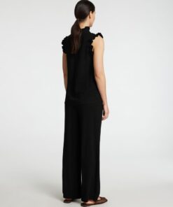 Selected Femme Slfviva Sun Ruffle Top Black
