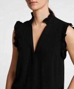 Selected Femme Slfviva Sun Ruffle Top Black