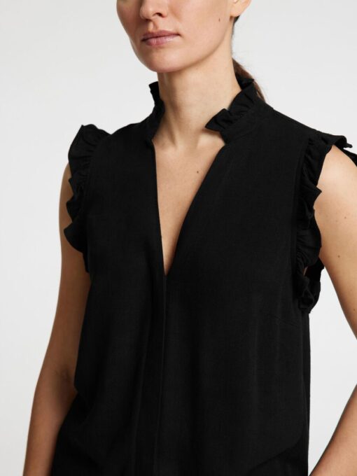 Selected Femme Slfviva Sun Ruffle Top Black
