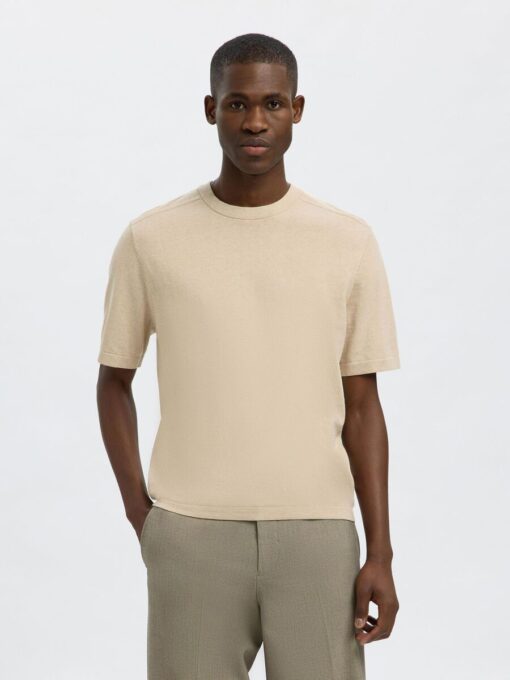 Selected Homme Berg Knit Tee Oatmeal