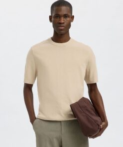 Selected Homme Berg Knit Tee Oatmeal