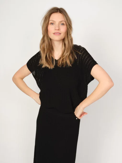 Mos Mosh MMShani Plain V-neck Knit Black