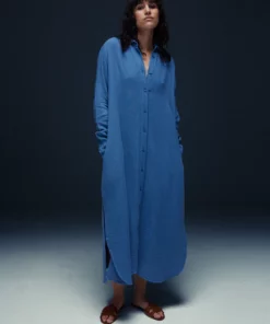 Aveny Berry Dress Cotton Crincle Indigo Blue