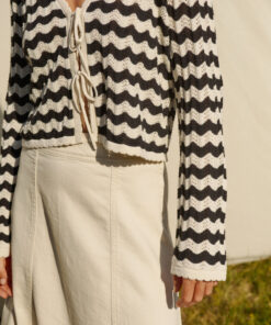 Part Two RosefinePW Cardigan Whitecap/Black Pointelle