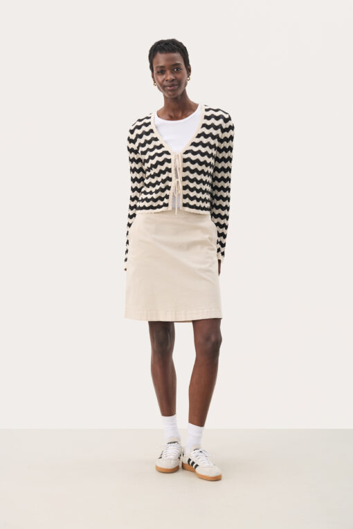 Part Two RosefinePW Cardigan  Whitecap/Black Pointelle