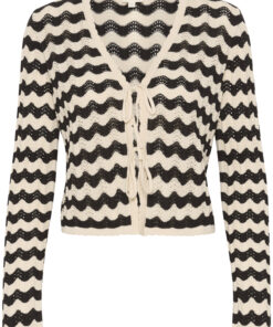 Part Two RosefinePW Cardigan Whitecap/Black Pointelle