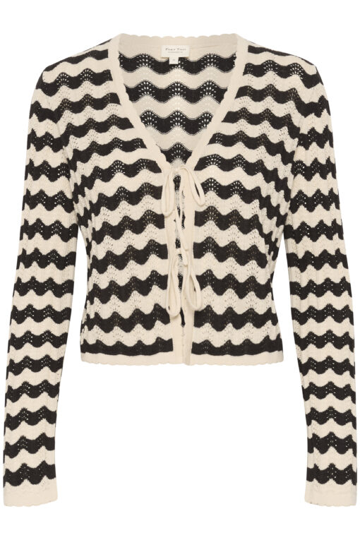 Part Two RosefinePW Cardigan  Whitecap/Black Pointelle