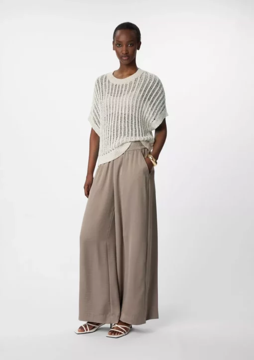 Comma, Wide Satin Trousers Brown