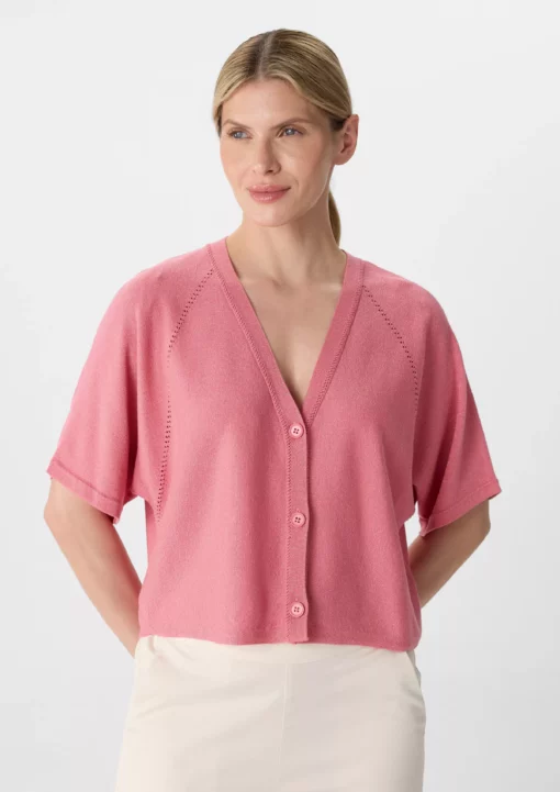 Comma, Short Sleeve Cardigan Pink