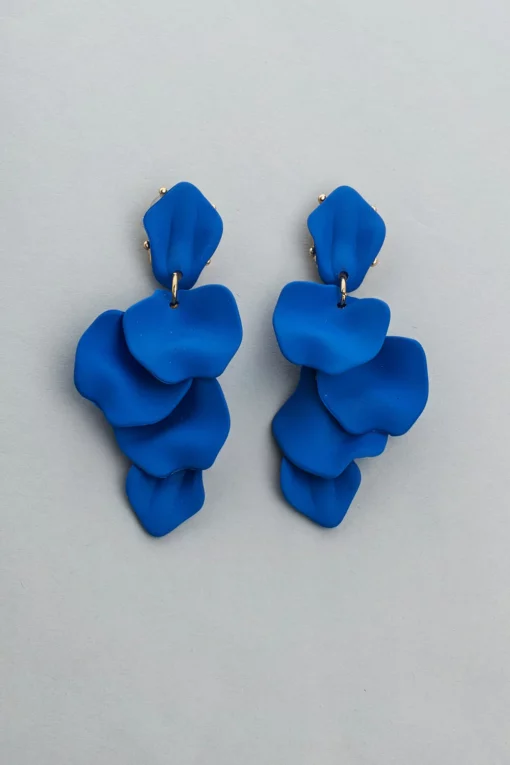 Bow19 Details Leaf Earrings Strong Blue