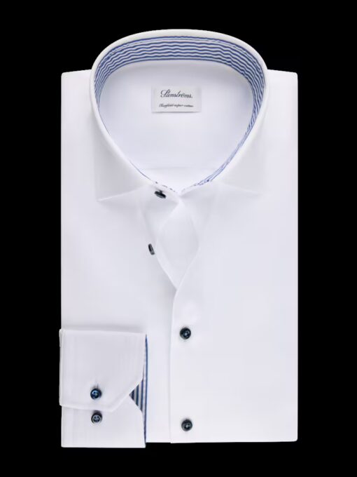 Stenströms Slimline White Contrast Twill Shirt