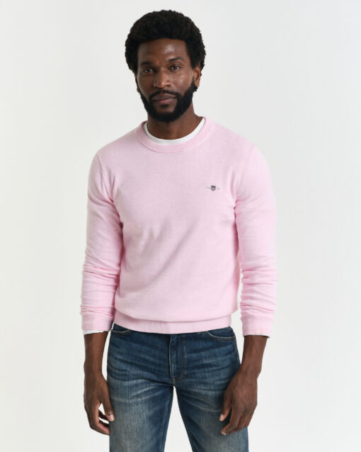 Gant Classic Cotton C-Neck Light Pink Melange