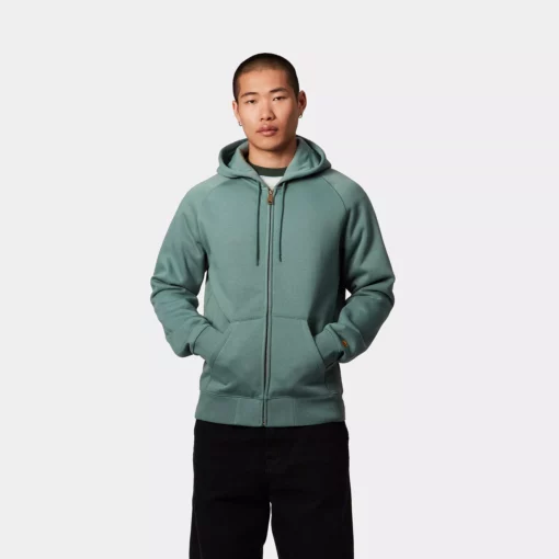 Carhartt WIP Hooded Chase Sweat Jacket Silver Pine / Gold