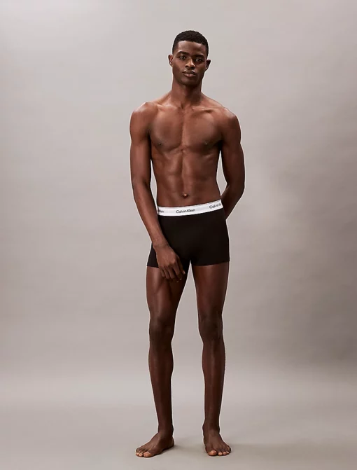 Calvin Kein 3 Pack Relaxed Dart Trunks – Icon Cotton Stretch Black