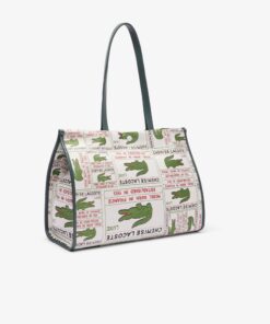 Lacoste Large Heritage Jacquard Tote Multi Label Sinople