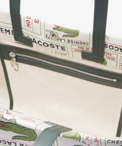 Lacoste Large Heritage Jacquard Tote Multi Label Sinople