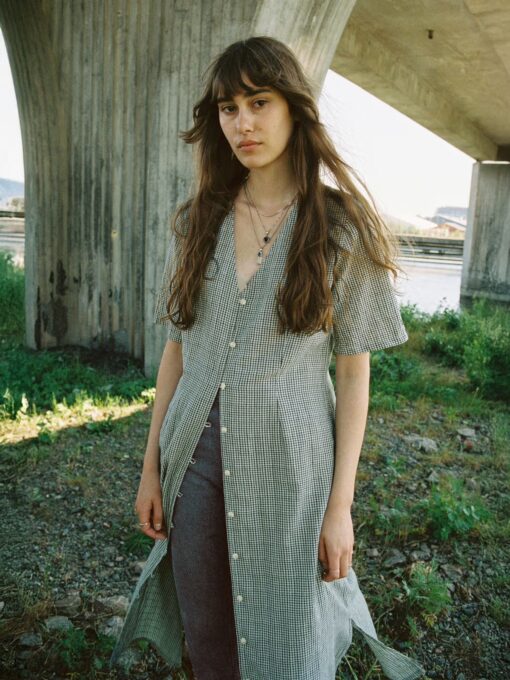 Nudie Jeans Lollo Check Indigo Dress Blue