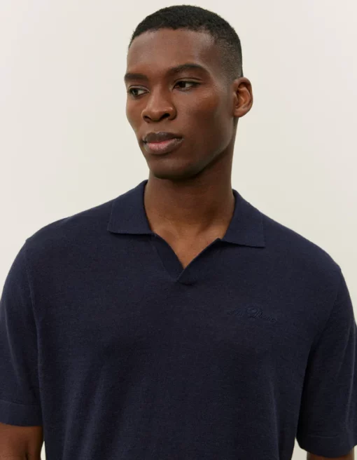 Les Deux Emmanuel Knit Polo Dark Navy
