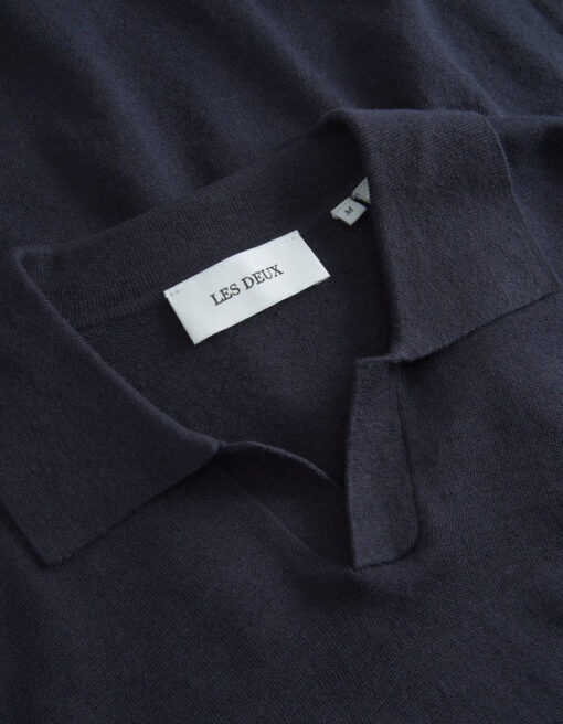 Les Deux Emmanuel Knit Polo Dark Navy