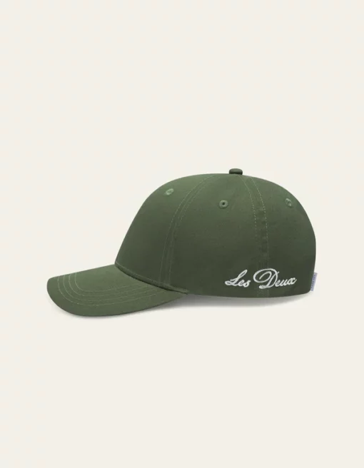 Les Deux Crew Organic Baseball Cap Chive
