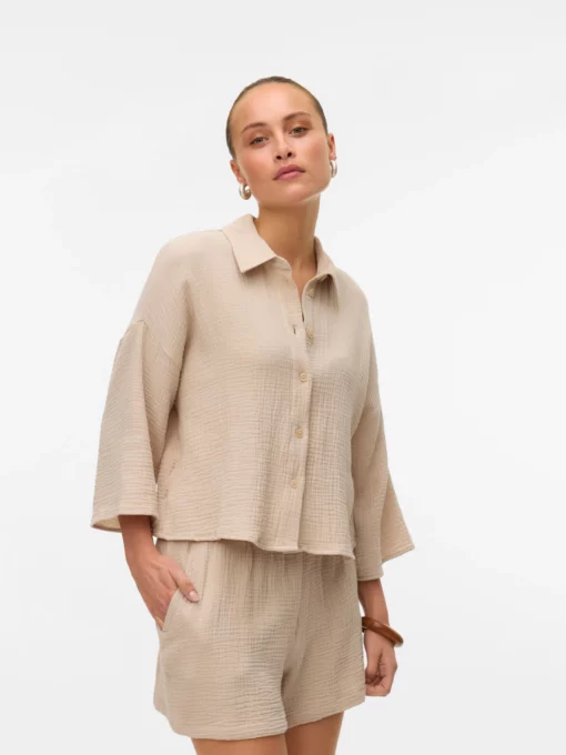 Vero Moda Natali Crop Shirt Silver Lining