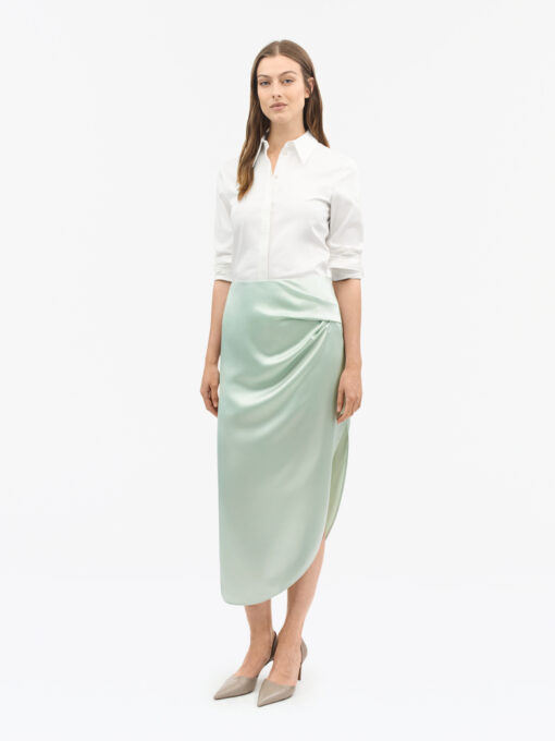 Tiger of Sweden Valenie Drapey Satin Skirt Light Green