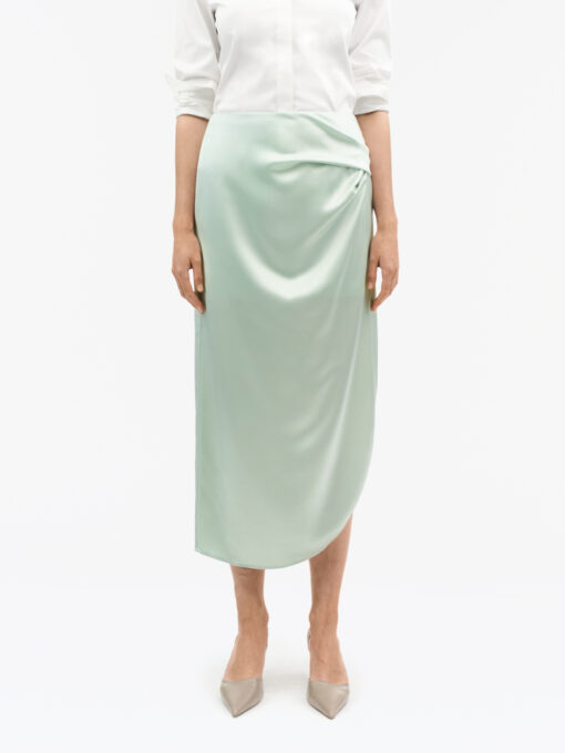 Tiger of Sweden Valenie Drapey Satin Skirt Light Green