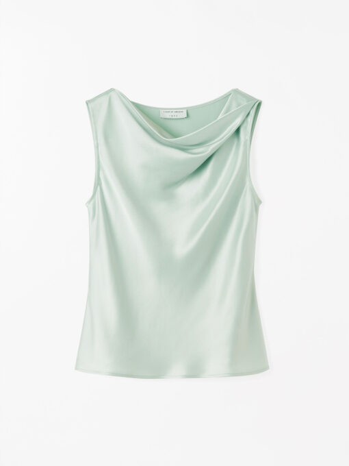 Tiger of Sweden Helvie Sleeveless Satin Top Light Green