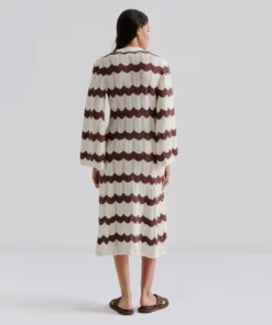 Malina Isobel Knitted Midi Dress Brown Stripe