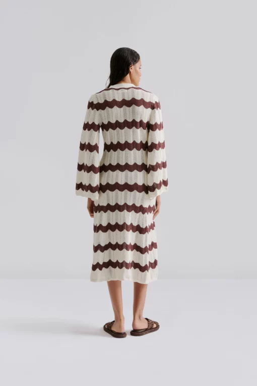 Malina Isobel Knitted Midi Dress Brown Stripe