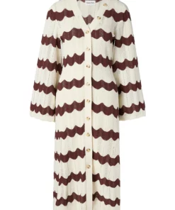 Malina Isobel Knitted Midi Dress Brown Stripe