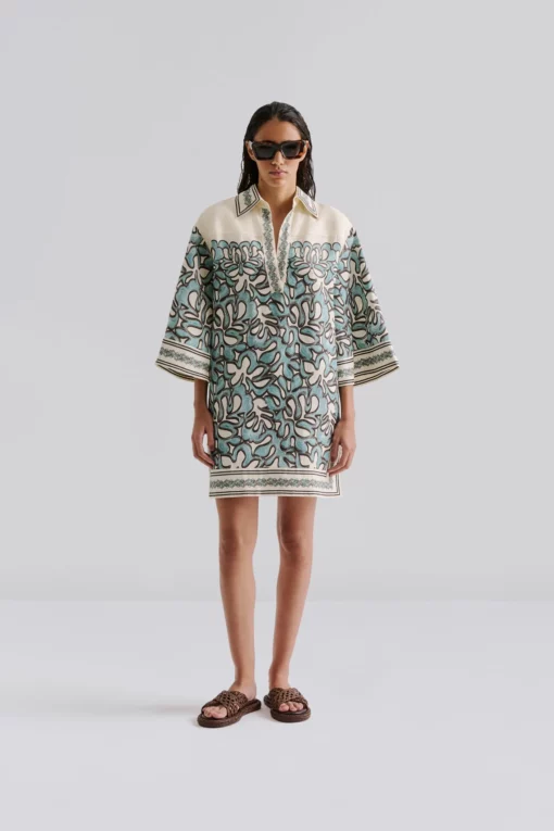 Malina Imogen Tunic Mini Dress Ocean Corals
