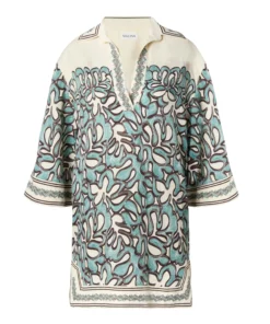 Malina Imogen Tunic Mini Dress Ocean Corals