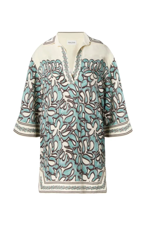 Malina Imogen Tunic Mini Dress Ocean Corals