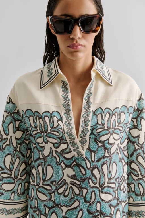Malina Imogen Tunic Mini Dress Ocean Corals