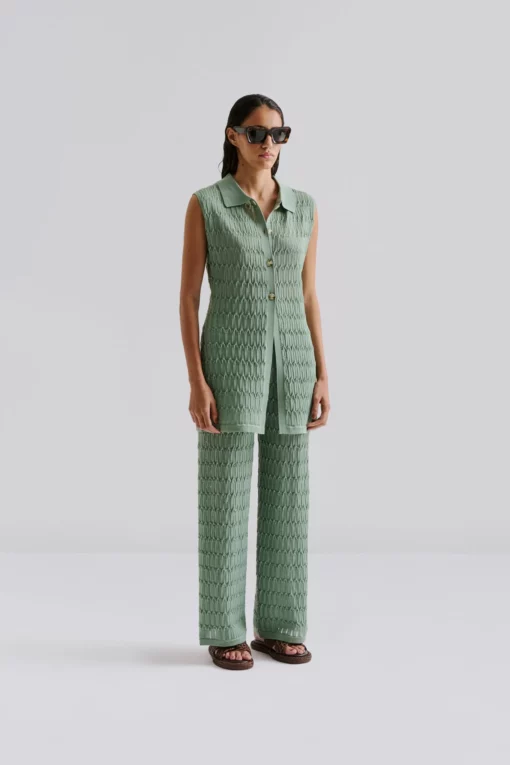 Malina Hele Long Structure Knitted Vest Sage