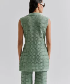 Malina Hele Long Structure Knitted Vest Sage