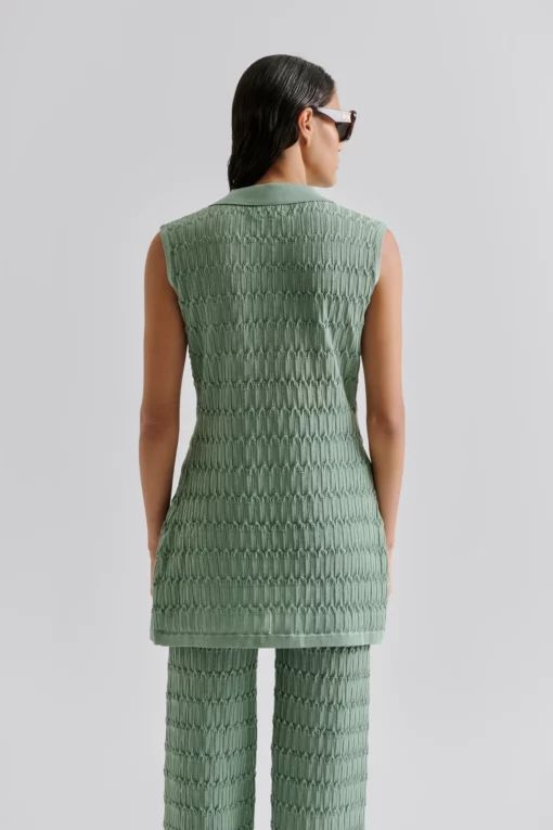 Malina Hele Long Structure Knitted Vest Sage