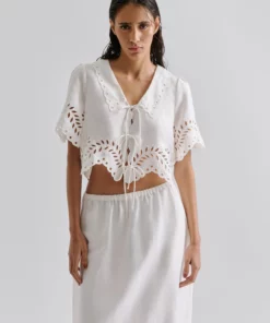 Malina Estela Broderie Anglais Blouse White