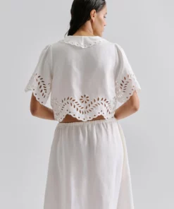 Malina Estela Broderie Anglais Blouse White