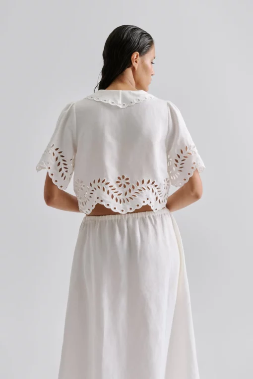 Malina Estela Broderie Anglais Blouse White