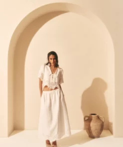 Malina Estela Broderie Anglais Blouse White