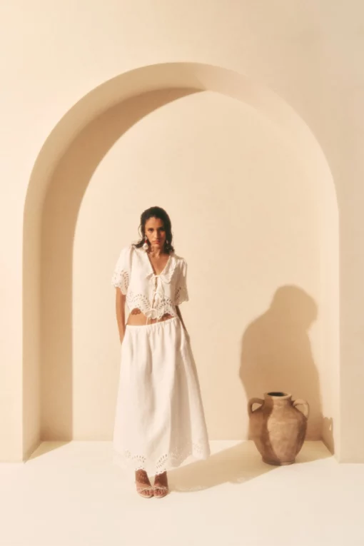 Malina Estela Broderie Anglais Blouse White