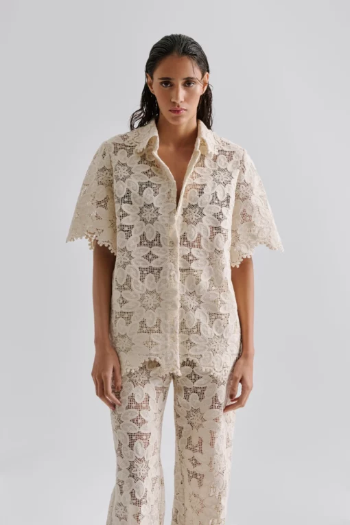 Malina Ari Guipure Lace Shirt Sand
