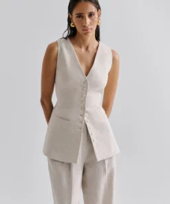 Malina Cielo Linen Vest Sand