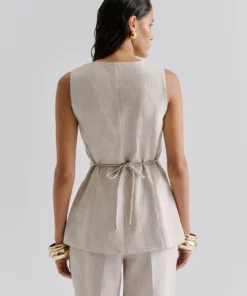 Malina Cielo Linen Vest Sand