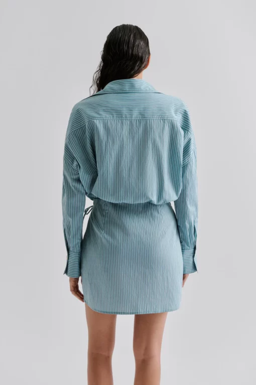 Malina Portea Wrapped Shirt Dress Aqua Stripe