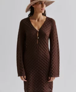 Malina Sylvie Mini Kaftan Dress Chocolate