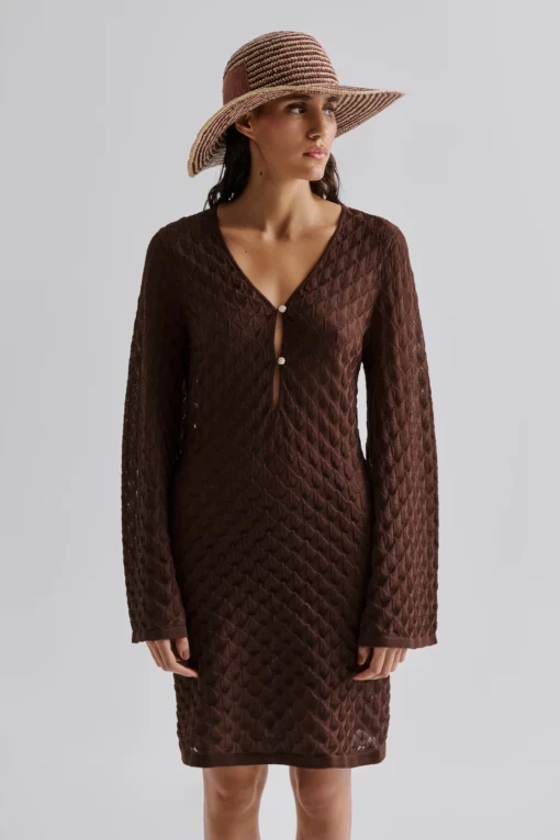 Malina Sylvie Mini Kaftan Dress Chocolate